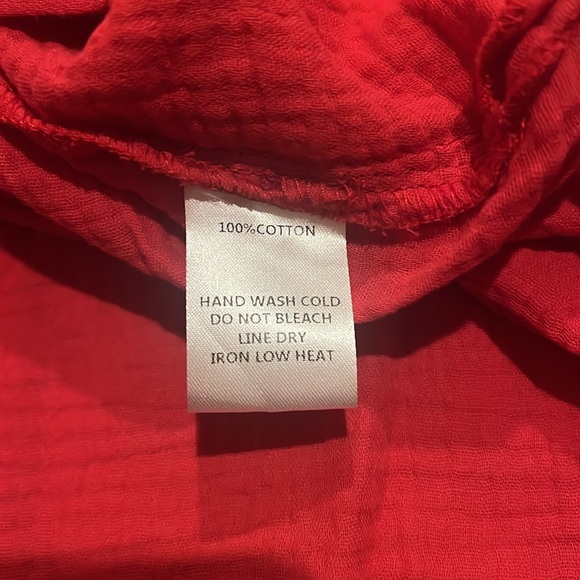 Fore Red Cotton Gauze Button Down Swim Coverup Shirt New - Picture 6 of 9